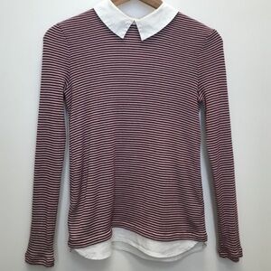 Tory Burch Striped Sweater with Peter Pan Collar xs